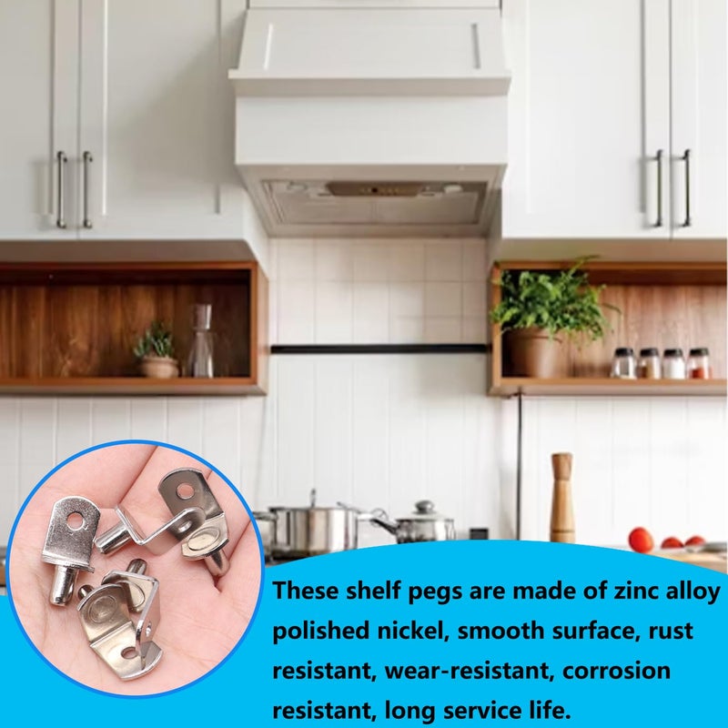 Hmknana 5mm Shelf Support Pegs, Cabinet Shelf Pegs with Hole, L-Shaped Bracket Support Pin, Nickel Plated Shelf Pins for Shelves Furniture Kitchen Bookcase Closet (30Pcs) - Image 5